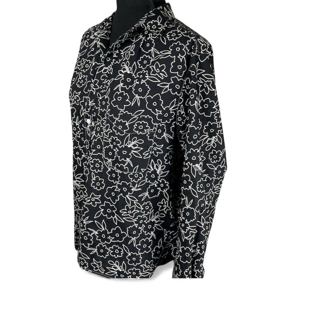 Frank and Eileen Silvio Black Floral Untuckable Button Up Blouse Large Capsule - Picture 4 of 12
